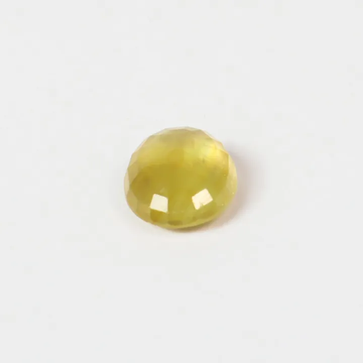 Yellow Color Cut Design Round Shaped Pokharj Lemon Loose Gemstone (Per Carat)