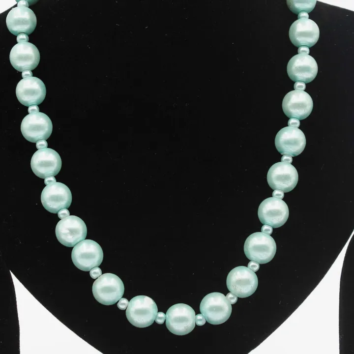 Lime Green Color Fancy Glass Mala/Necklace For Women 8"