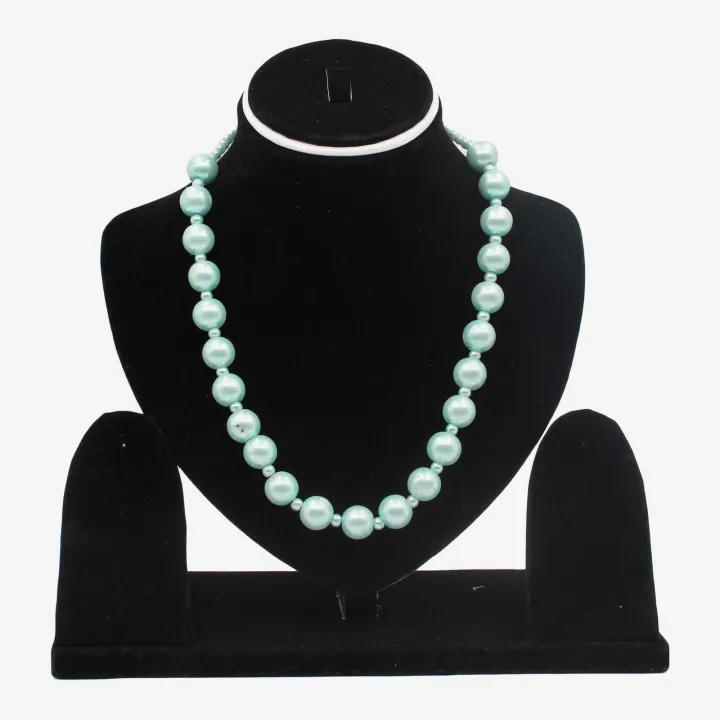 Lime Green Color Fancy Glass Mala/Necklace For Women 8"