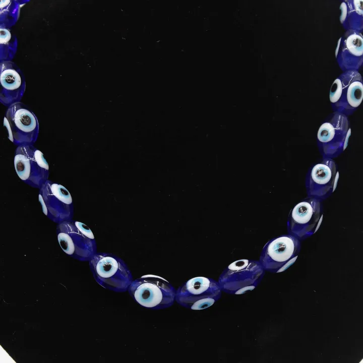 Blue Color 30-Bead Saturn Eye Sani Crystal Mala / Necklace for Women (10″) – Strength, Stability & Protection