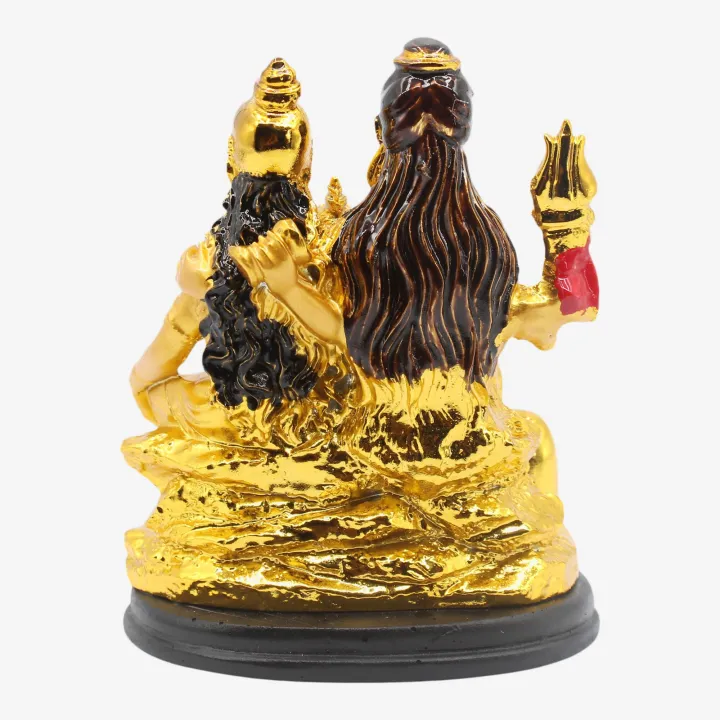 Golden Color Shiva, Parvati, and Ganesh Statue (4”) – Divine Family for Prosperity, Protection & Harmony