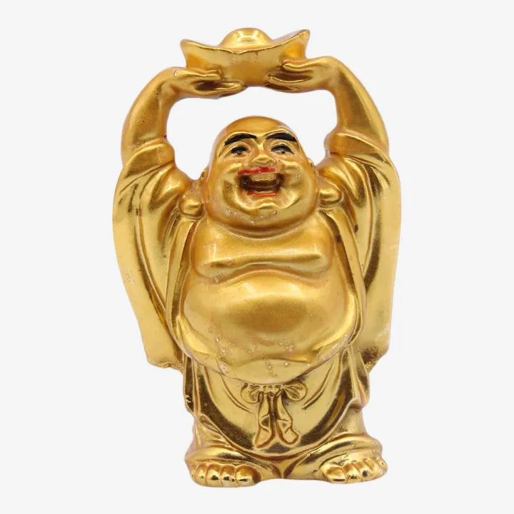 Golden Color Laughing Buddha Statue (2.5”) – Prosperity, Happiness & Positive Energy Figurine