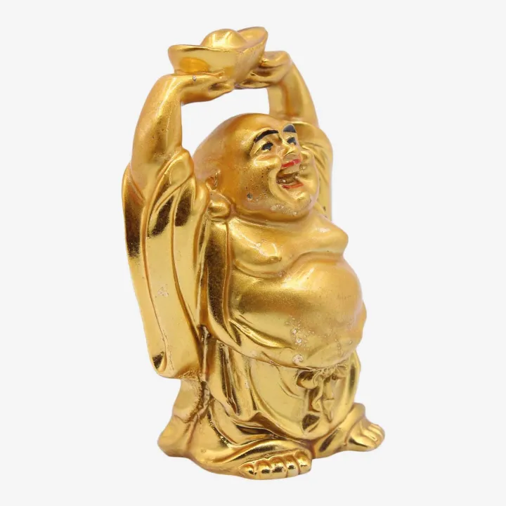 Golden Color Laughing Buddha Statue (2.5”) – Prosperity, Happiness & Positive Energy Figurine