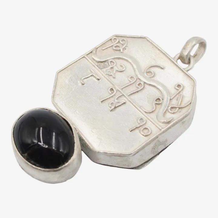 Unisex Silver Color Astha Dhatu Pendant with Sani Yantra – Protection, Stability & Positive Energy